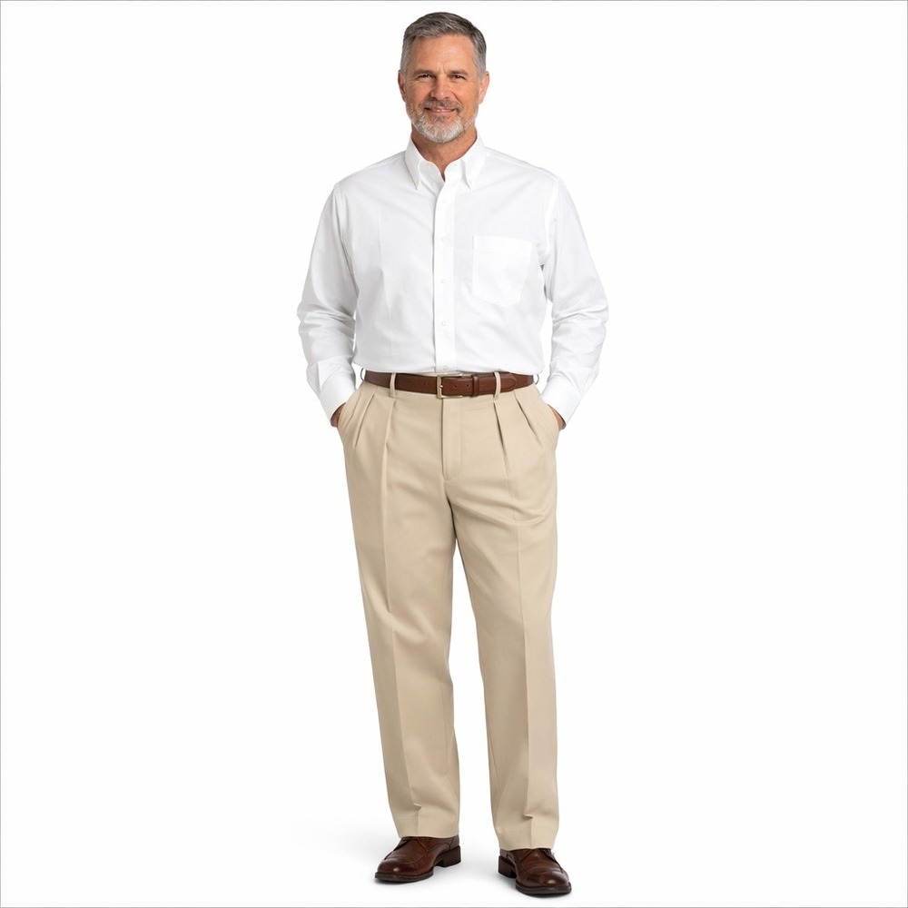 Polo Ralph Lauren Pants Mens 40 X 32 Classic Polo Chino Khaki Pleated *Flaw